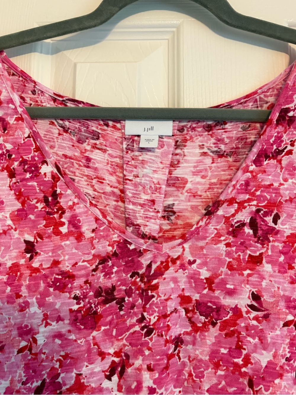 🌸 J. Jill Pink Mixed Floral Tunic Tee | Size Large - Picture 6 of 9